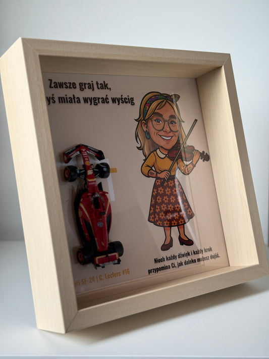 Karykatura z bolidem F1